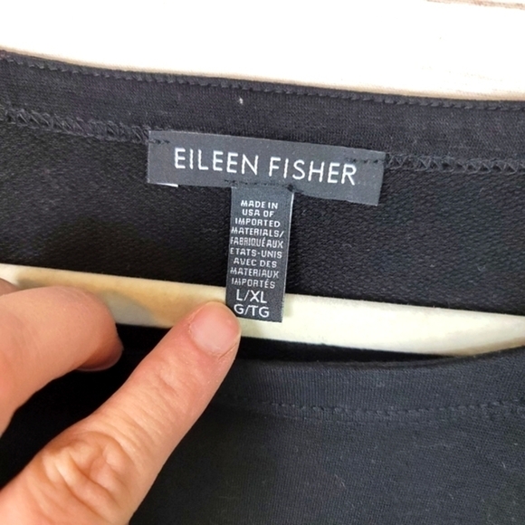 EILEEN FISHER BLACK LONG SLEEVE TUNIC BLOUSE, SZ LARGE/EXTRA LARGE - Picture 4 of 10